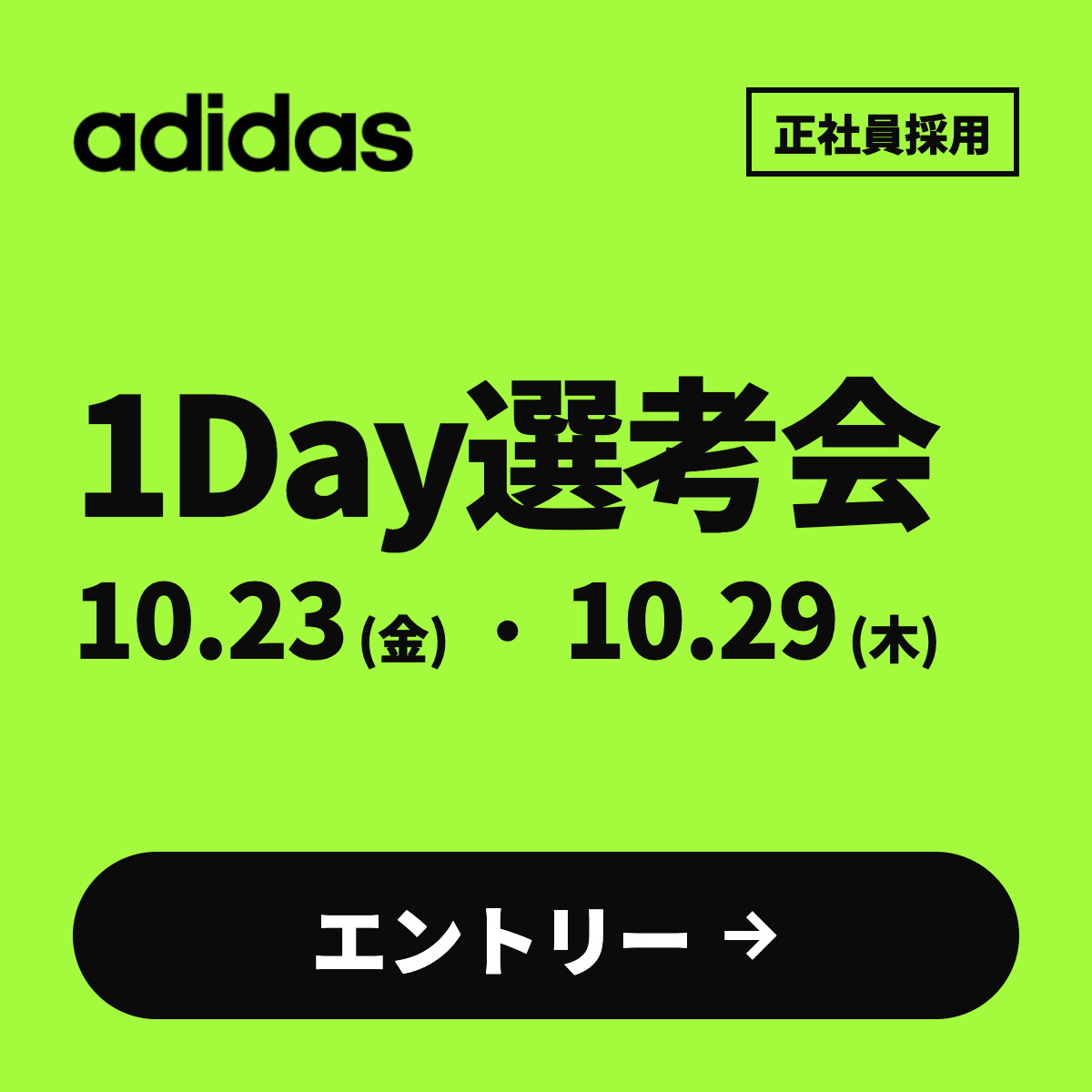 adidas 正社員採用 1Day選考会 10.23（金）・10.29（木）